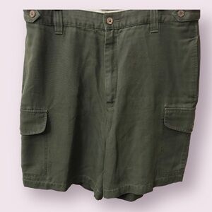 Vintage Tommy Bahama Flat Front Full Zip Green Chino Relax Fit Shorts Size 33
